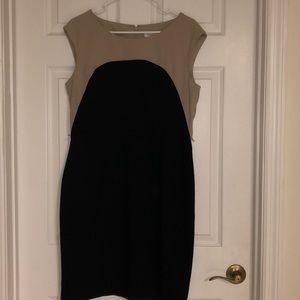 beige and black dress